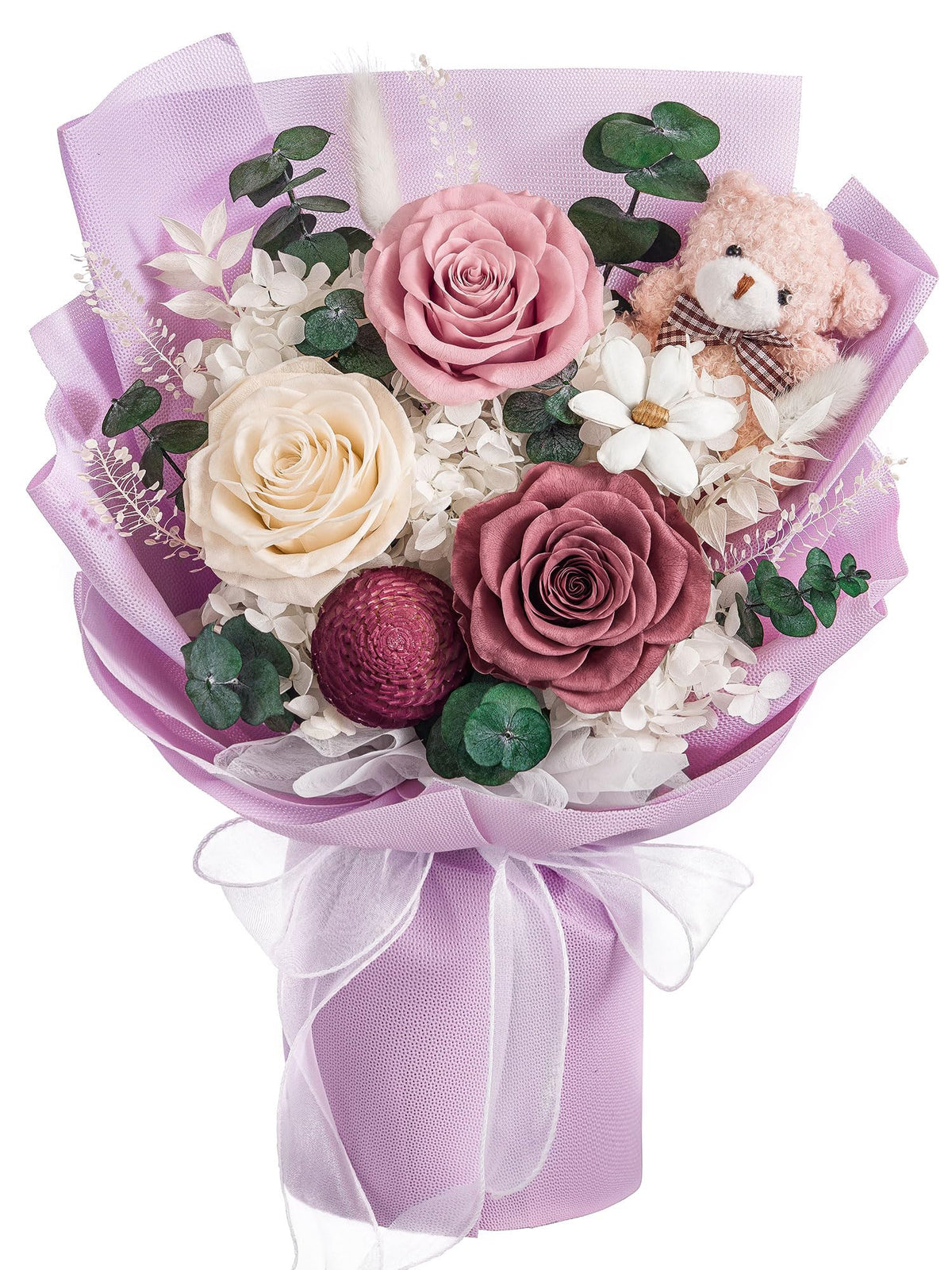 Forever Flower Bouquet Flowers for Delivery Prime Preserved Roses, Purple
