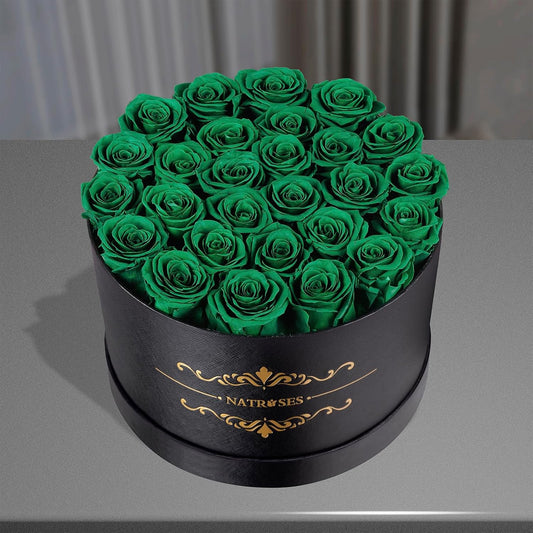 NATROSES Gifts for Her 27 Piece Forever Preserved Roses in a Box, Preserved Flowers for Delivery Birthday, Flowers Gifts for Mothers Day, Forest Green