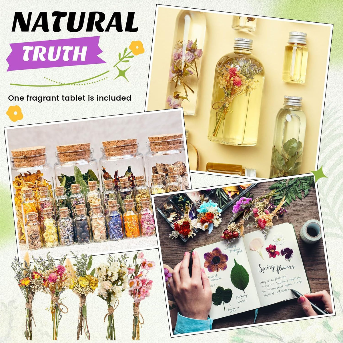 Nuanchu 30 Pcs Mini Dried Floral Flower Forget Me Not Bouquets