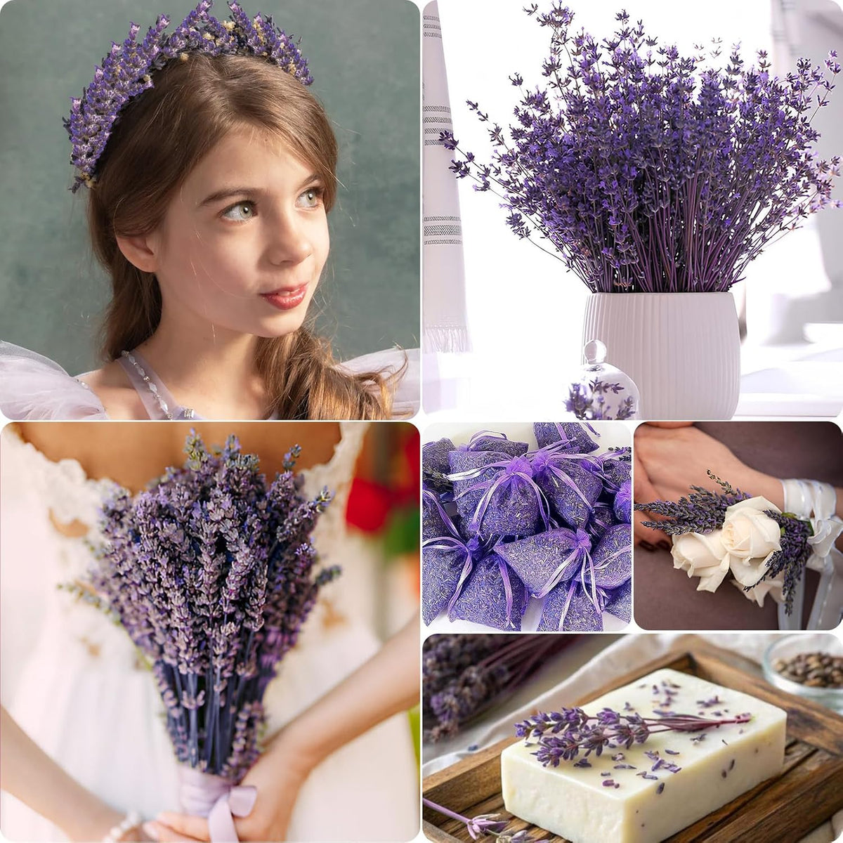350 Stems Dried Purple Lavender Flowers for Vase Home Wedding DIY Decor