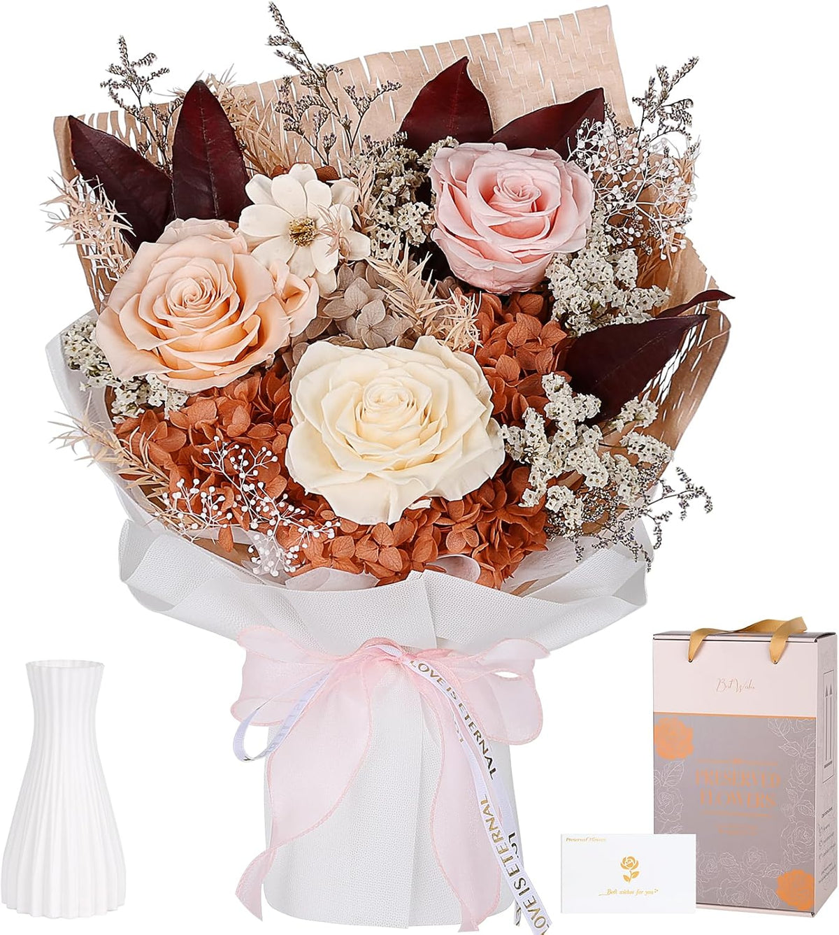 Preserved Flowers for Delivery, Champagne Flower Bouquet, Gifts for Grandma