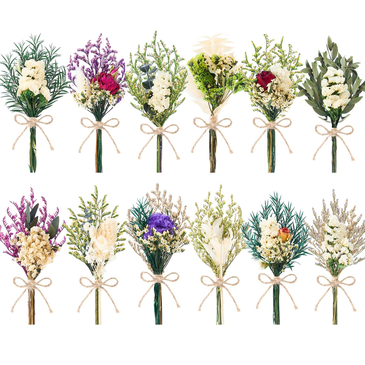 12/24 PCS Charming Mini Dried Flowers Bouquet for Vase