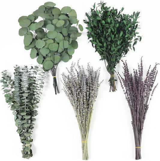 120+ Pcs Mixed Dried Eucalyptus Stems & Lavender Flowers for Shower
