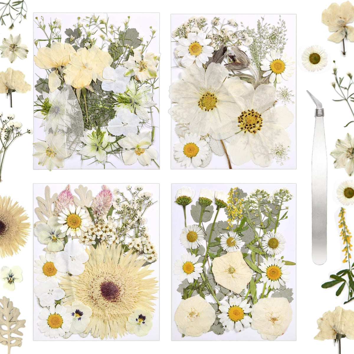 Dried Flowers for Resin, 106pcs Natural Flowers and Leaves Compressed