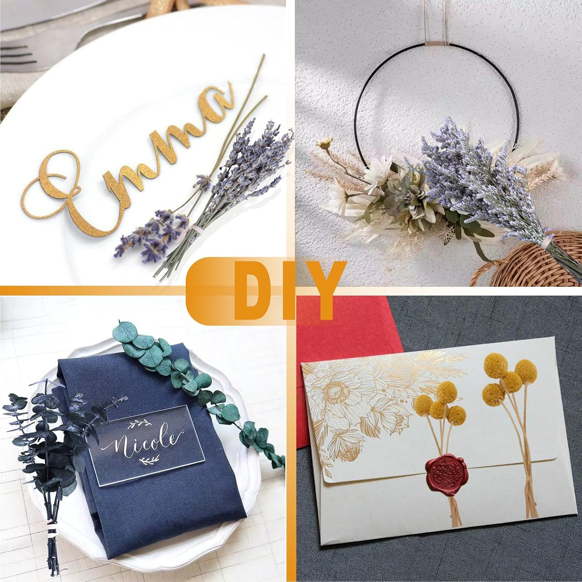 130Pcs Dried Flower Set, 12 Mixed Flowers for Floral Crafts & DIY Decor