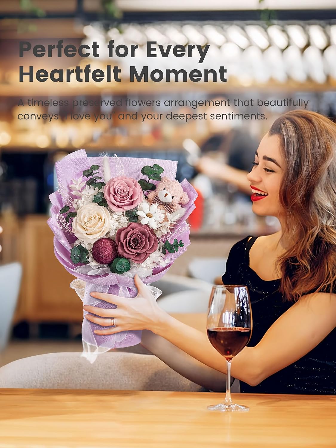 Forever Flower Bouquet Flowers for Delivery Prime Preserved Roses, Purple