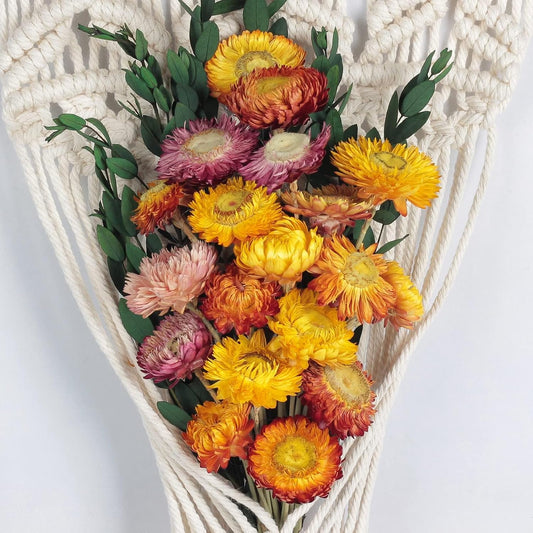 24 Pcs Dried Straw Flowers Daisy, Natural Orange Helichrysum Bouquet