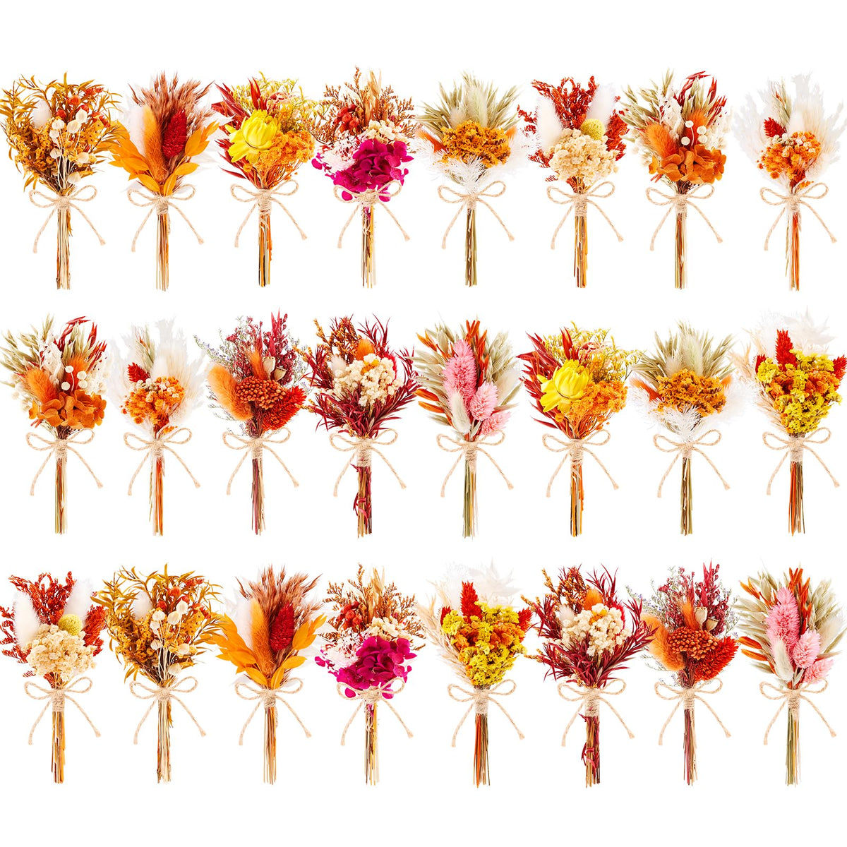 12/24 PCS Charming Mini Dried Flowers Bouquet for Vase