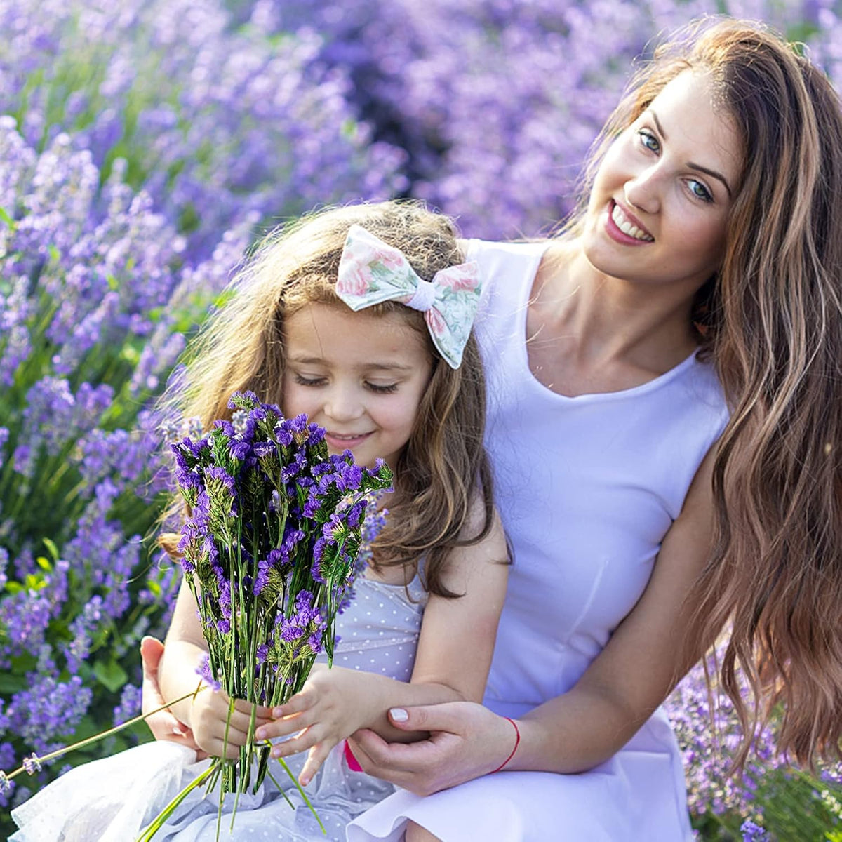 Dried Flowers Sea Lavender Bouquet - 12 inch Real Natural 1600+ Purple Statice Flowers, Dried Lavender Bundle for Arrangements, Home Decor, Wedding, DIY Party (Purple)