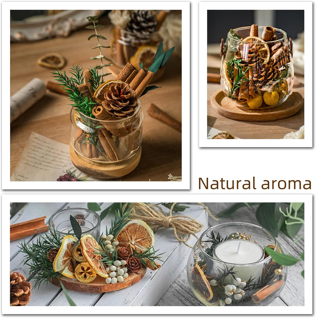 DIY Dried Flowers Kit with Lavender, Pinecone, Scented Orange Slices, Lemon Slices, Cinnamon Sticks for Home Decor, Aroma Diffuser,Christmas Decoration, DIY Crafts Holiday Decor