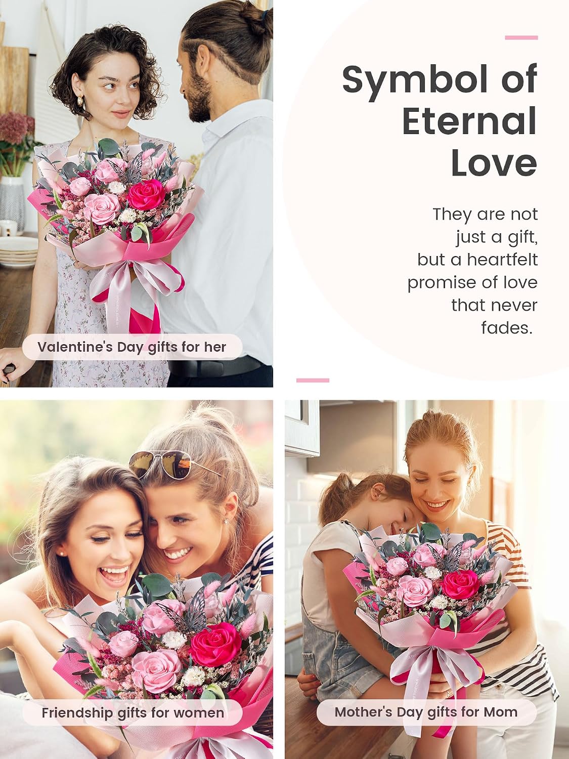 Flowers for Delivery Prime Forever Flowers Bouquet Roses Bouquet, Hot Pink