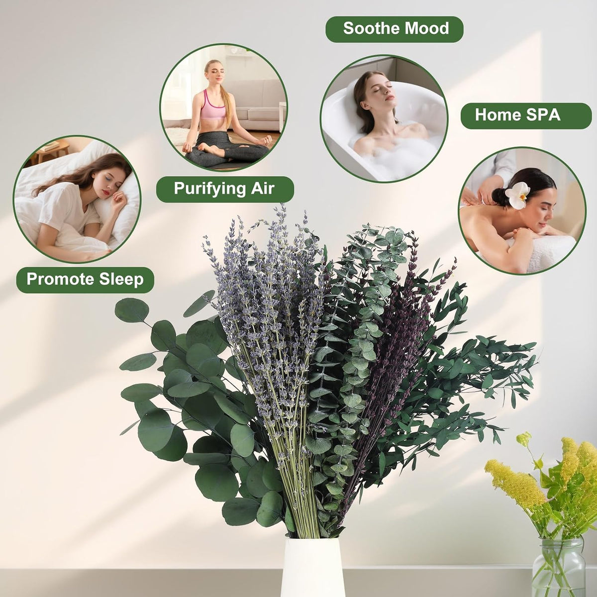 120+ Pcs Mixed Dried Eucalyptus Stems & Lavender Flowers for Shower