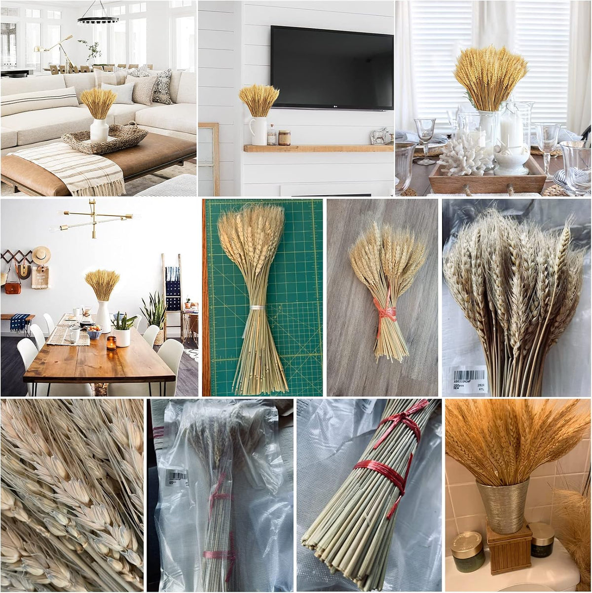 Uieke 17.7 Inches Dried Wheat Stalks, 100 Stems Dried Flowers 100% Natural Wheat for Home Kitchen Wedding Party Table Centerpiece Harvest Wreath Boho Farmhouse DIY Decoration