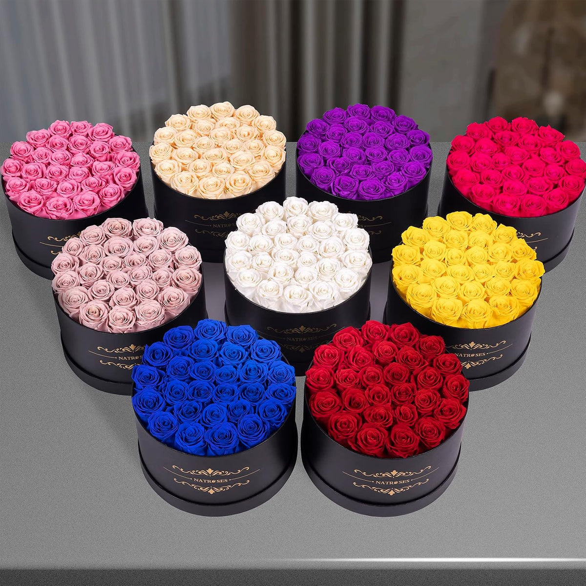 NATROSES Gifts for Her 27 Piece Forever Preserved Roses in a Box, Preserved Flowers for Delivery Birthday, Flowers Gifts for Mothers Day, Forest Green