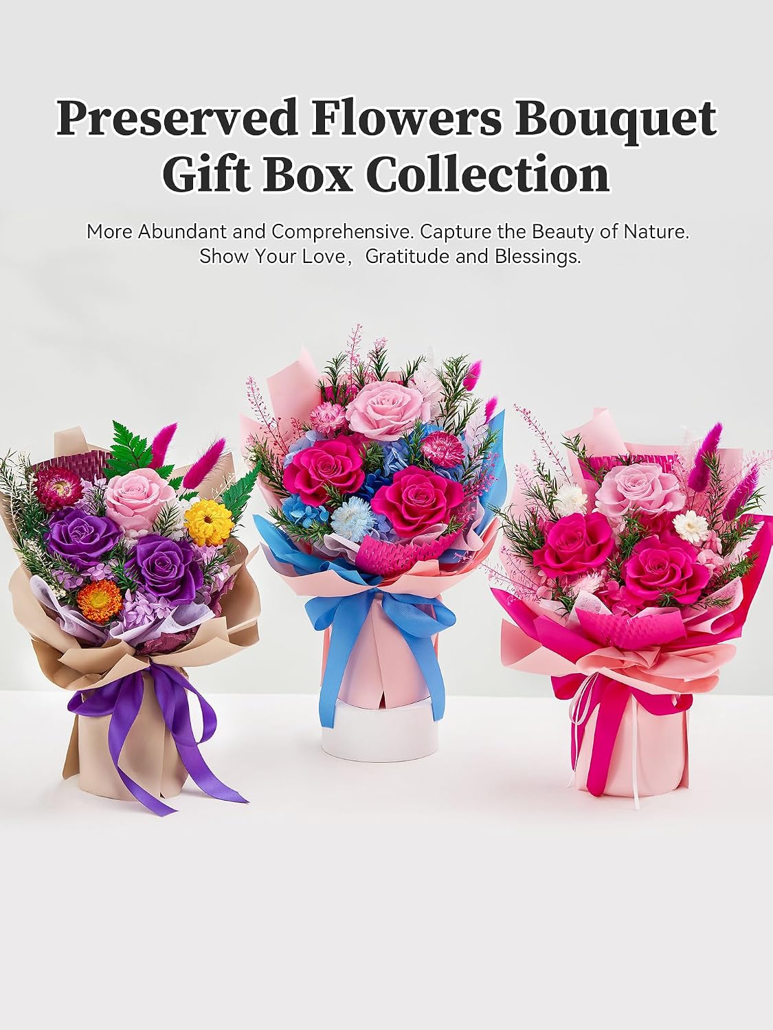 Preserved Flowers Bouquet, Flowers for Delivery,Long-Lasting Real Rose