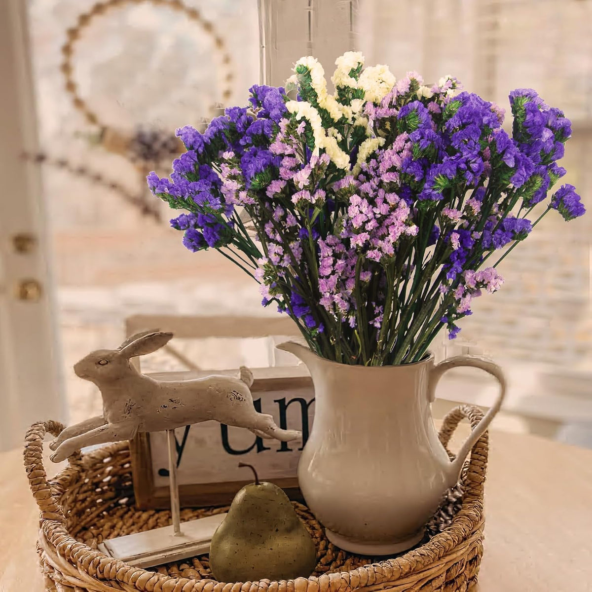 Dried Flowers Bundles Forget Me Not with Stems Natural Dried Flowers Purple Pink and White Preserved Dried Flowers Bouquet for Floral Arrangements Wedding Party DIY Resin Vase Home Decoration
