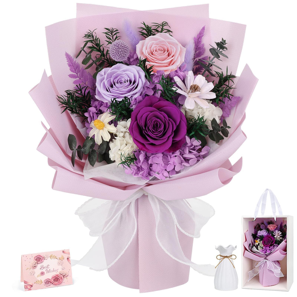 Flowers for Delivery Prime Preserved Real Roses Bouquet Save 3-5 Years