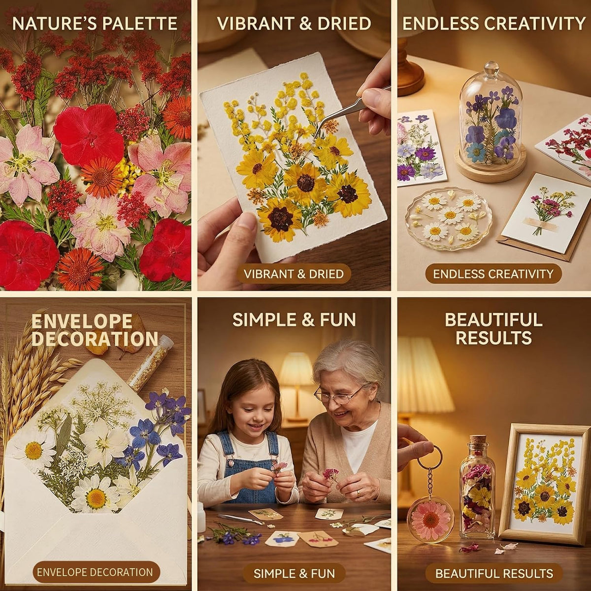 Dried Flowers for Resin, 106pcs Natural Flowers and Leaves Compressed
