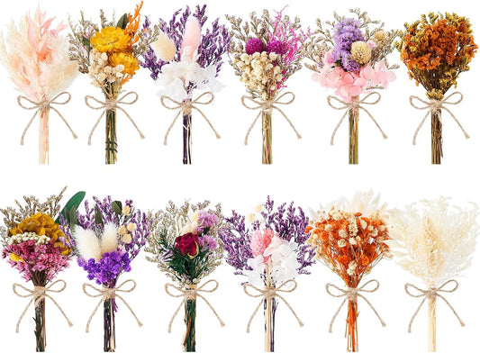 12/24 PCS Charming Mini Dried Flowers Bouquet for Vase