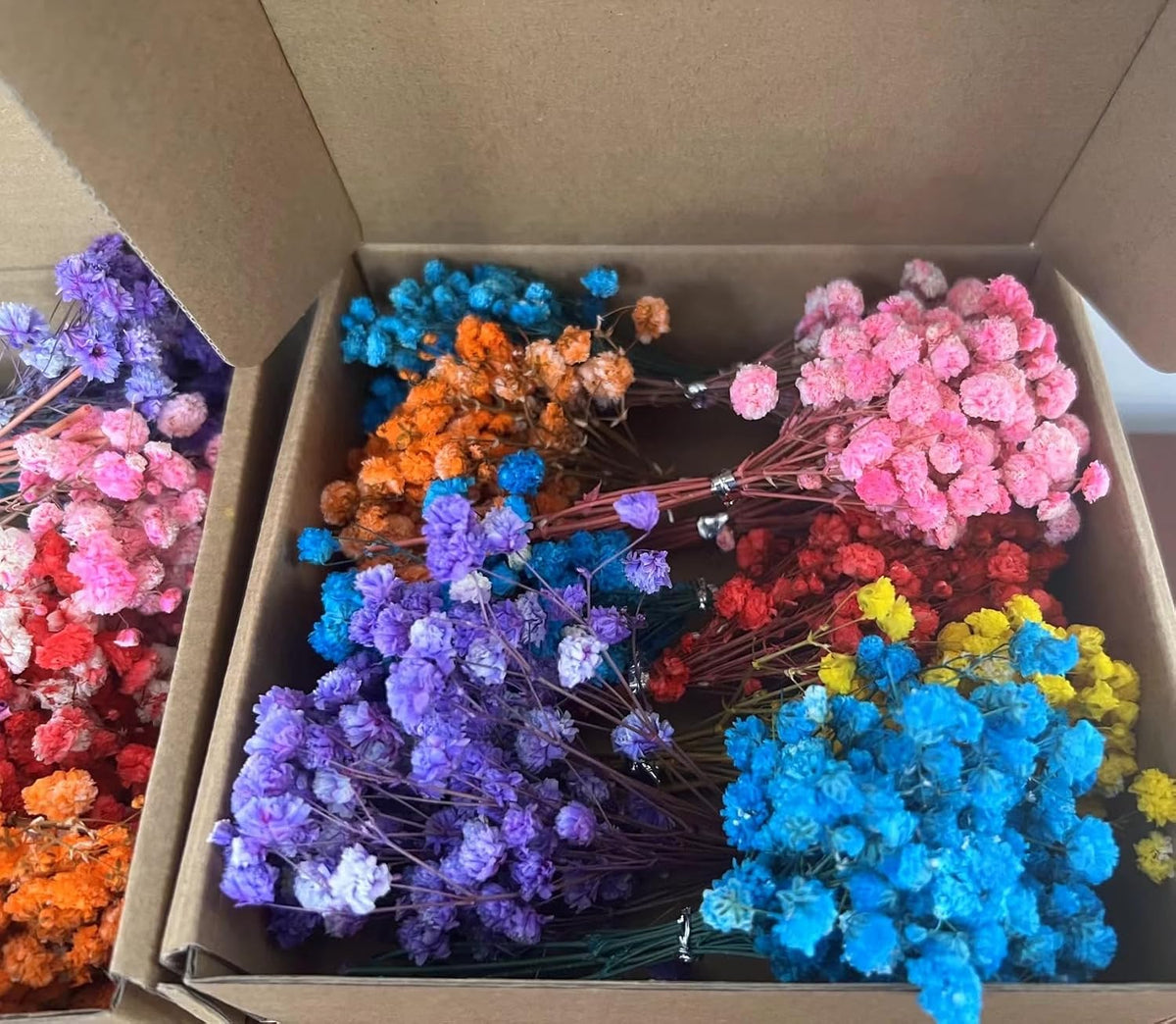 100+Pcs Mini Dried Babys Breath Flowers, 5600+ Multiple Colors Baby Breath Flowers Bulk, Dried Flower for Candle Making Invitation Resin Crafts, Gypsophila for Christmas Wedding Decor