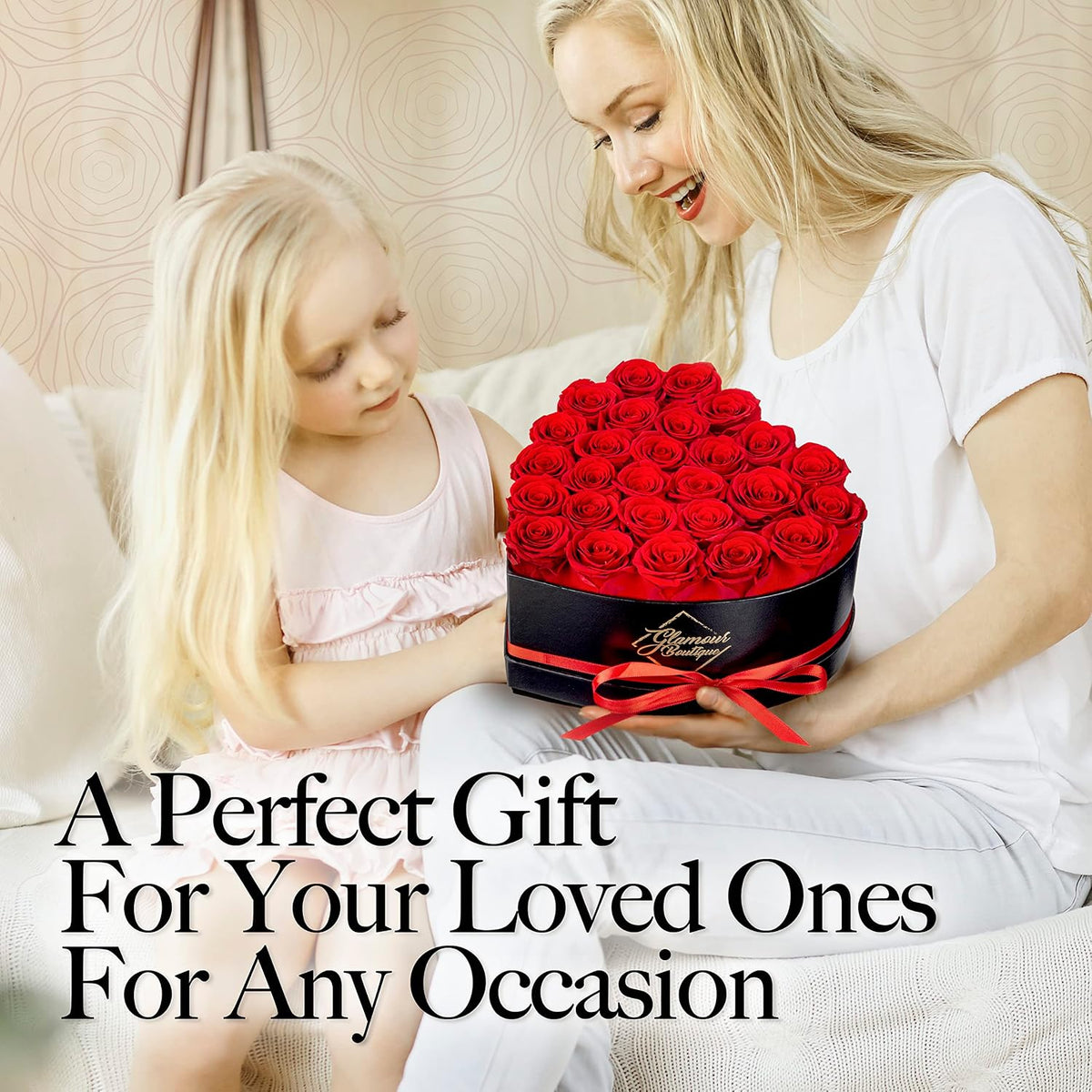 GLAMOUR BOUTIQUE Preserved Flowers, 27 Forever Red Roses in Heart Gift Box
