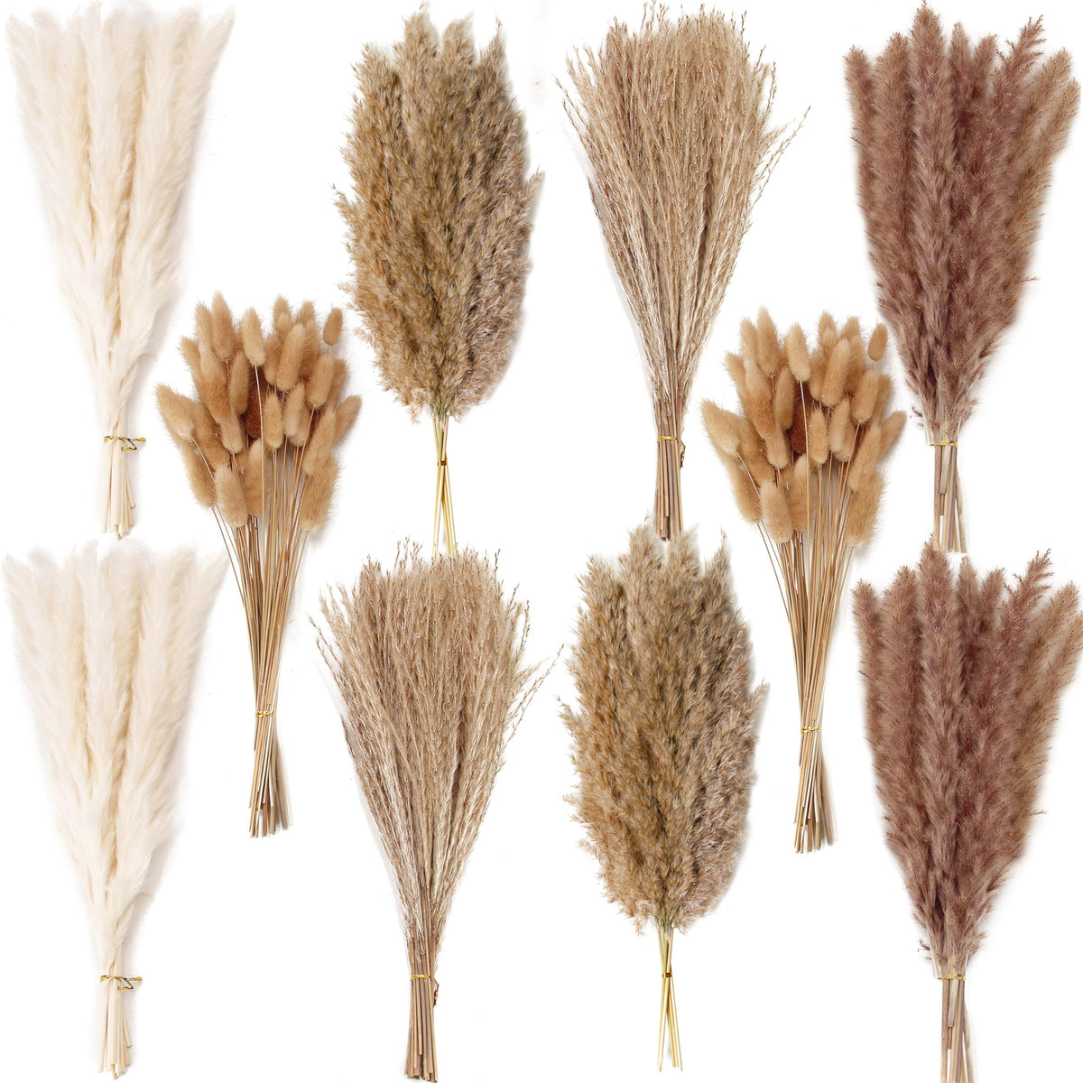 200PCS Dried Flower Bouquet – Pampas Grass, Floral Decor for Home, Wedding, and Boho Style | Perfect for Vases, Fall, Spring, Summer, and Winter Arrangements