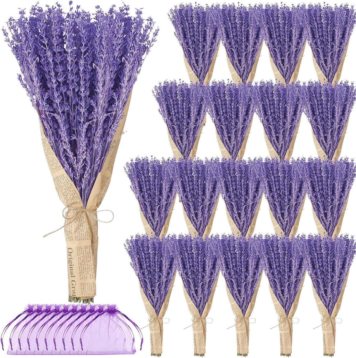 Yunlly 36 Bunches Dried Lavender Bundles 15.7 Inch Natural Dried Lavender Flowers 1440-1620 Stems Total for Wedding Decoration, Flower Arrangements DIY Crafts Photo Props Home Fragrance Gift for Her