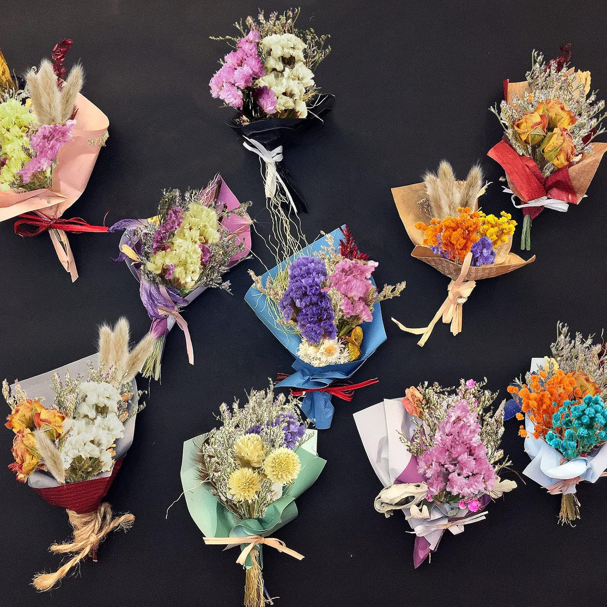 Tallew 10 Pcs Mini Dried Flowers Tiny Boquet Flowers for Vase, Colorful