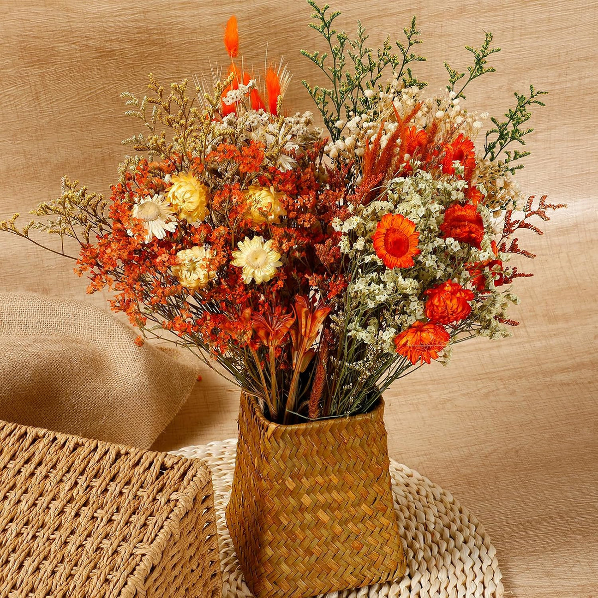 Layhit 4 Pack Large Size Boho Dried Flowers 15-17 Inch, Gerbera Daisy