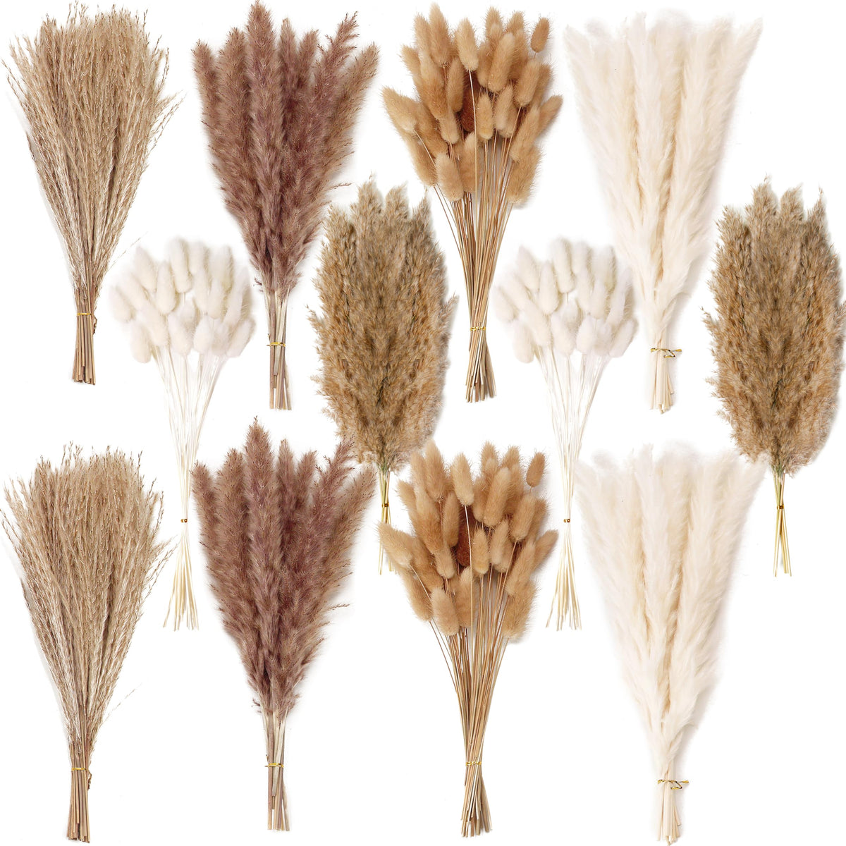 200PCS Dried Flower Bouquet – Pampas Grass, Floral Decor for Home, Wedding, and Boho Style | Perfect for Vases, Fall, Spring, Summer, and Winter Arrangements
