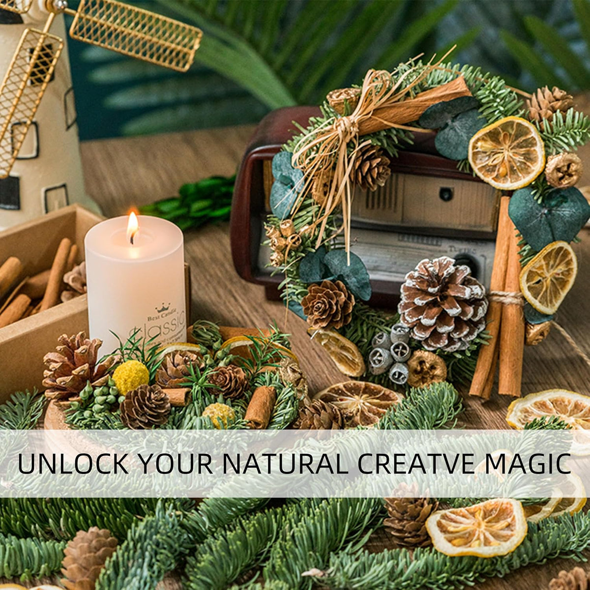 DIY Dried Flowers Kit with Lavender, Pinecone, Scented Orange Slices, Lemon Slices, Cinnamon Sticks for Home Decor, Aroma Diffuser,Christmas Decoration, DIY Crafts Holiday Decor