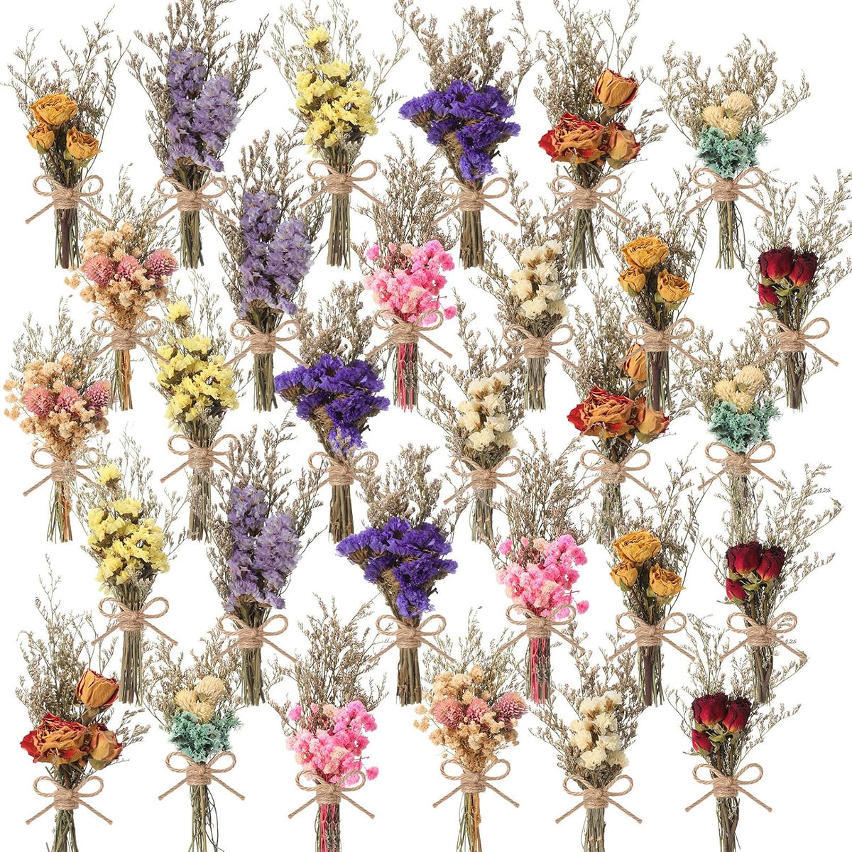 Riceshoot 30 Pack Boho Dried Flower Bouquet Bulk for Vase Crafts, Mini