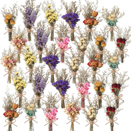 Riceshoot 30 Pack Boho Dried Flower Bouquet Bulk for Vase Crafts, Mini