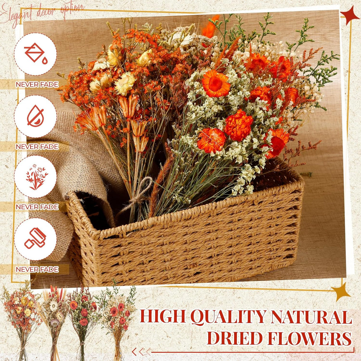 Layhit 4 Pack Large Size Boho Dried Flowers 15-17 Inch, Gerbera Daisy