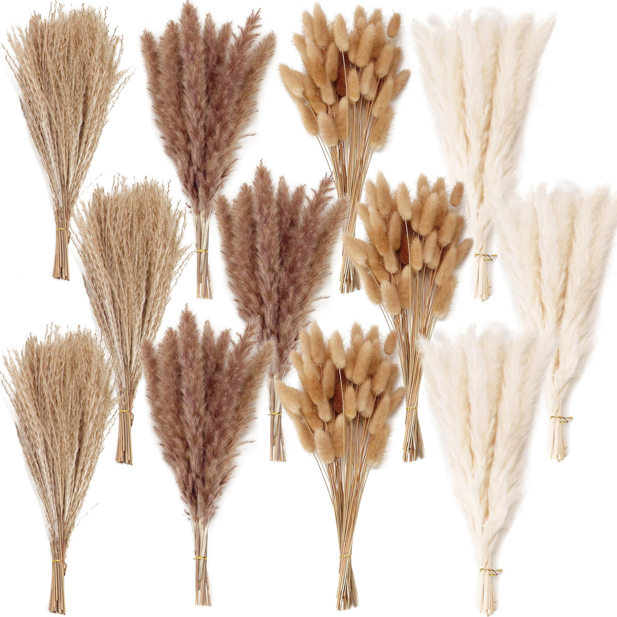 200PCS Dried Flower Bouquet – Pampas Grass, Floral Decor for Home, Wedding, and Boho Style | Perfect for Vases, Fall, Spring, Summer, and Winter Arrangements