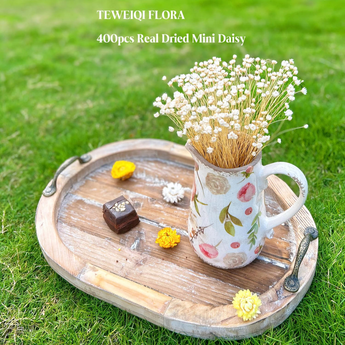 Natural - Dried - Flowers Brazilian Small Star Daisy Dried Decorative Mini Chamomile Bouquet for Wedding Floral Arrangements Home Decorations Valentine's Day Gifts (200 Stems) (White)